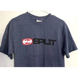 Split Shirt Mens Medium Blue Skate Surf Graphic Tee Made USA 100% Cotton Casual